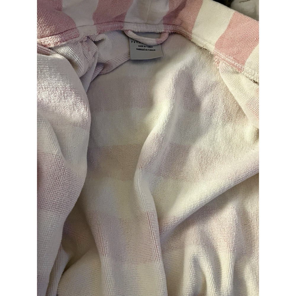 Pottery Barn Pink Ivory Sz Large Striped Terrycloth Resort Robe Women's Bathrobe - Picture 7 of 8